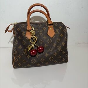 Louis Vuitton Brown Monogram Satchel with Cherry Charm